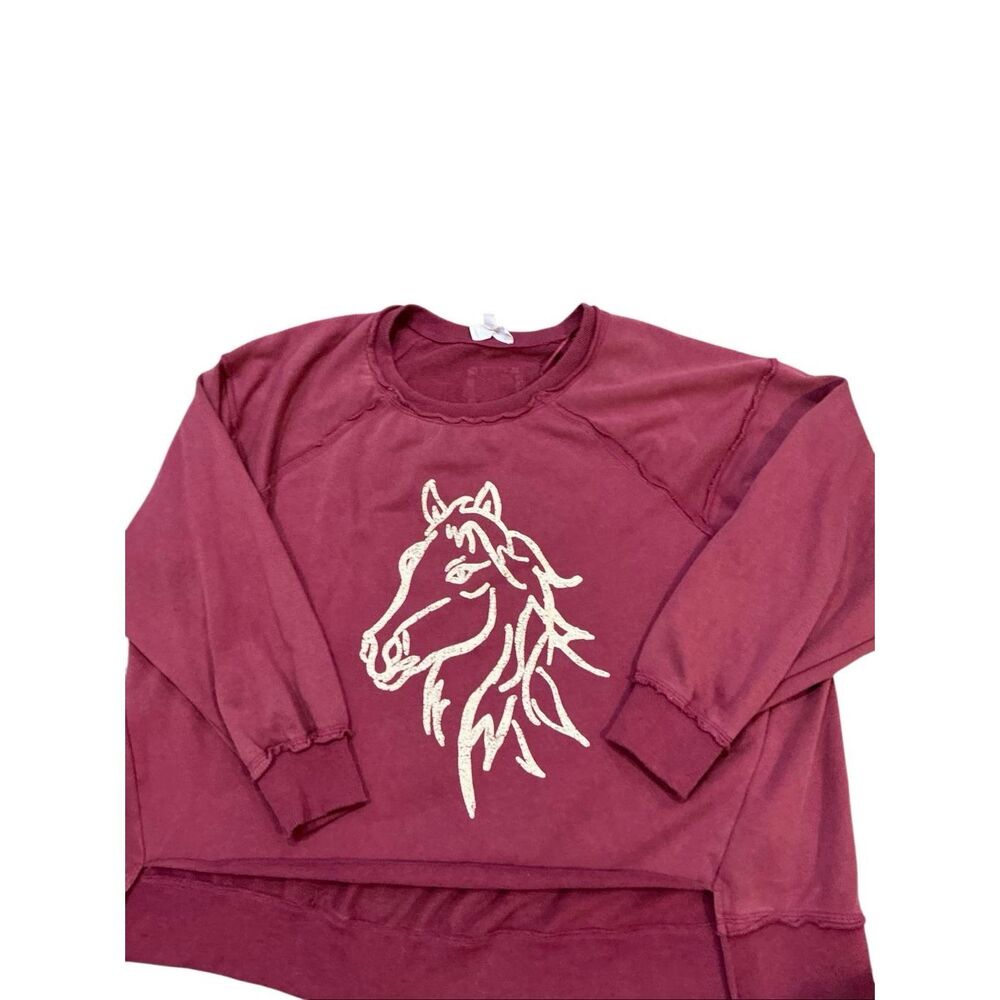 EESOME Purple with Horse Graphic Dropped Shoulder Sweatshirt Women's Medium